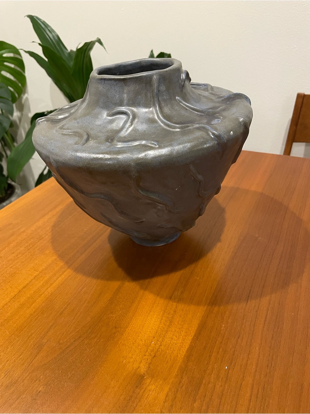 Handmade Sculptural Ceramic Vase in Slate Gray - Contemporary Home Art